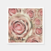 Roze Rozen Elegante Bruidsfeest Bloemrijke Feest Servetten (Voorkant)