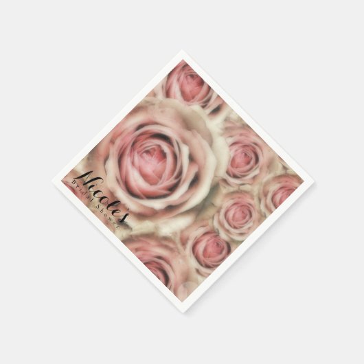 Roze Rozen Elegante Bruidsfeest Bloemrijke Feest Servetten (Hoek)