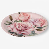 Roze Rozen Elegante bruiloft Papieren Bordje (Gekanteld)