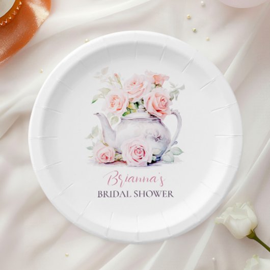 Roze Rozen Elegante Bruiloftsdouche Papieren Bordje