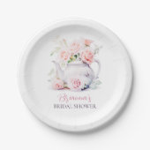 Roze Rozen Elegante Bruiloftsdouche Papieren Bordje (Voorkant)