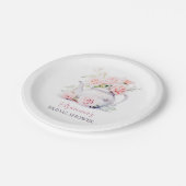 Roze Rozen Elegante Bruiloftsdouche Papieren Bordje (Gekanteld)
