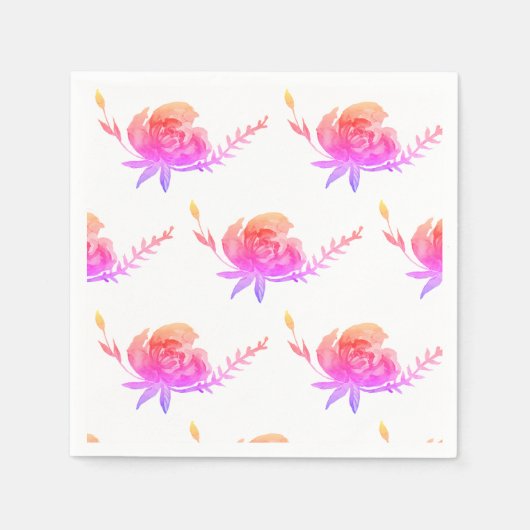 Roze Rozen elegante Floral bruiloft servetten (Voorkant)