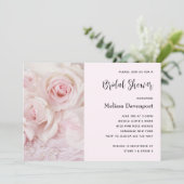 Roze Rozen & Elegante Kant - Bruidsuitnodiging Kaart (Staand voorkant)