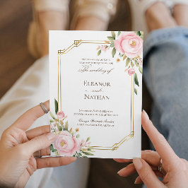 Roze Rozen elegante lente zomer bruiloft Kaart