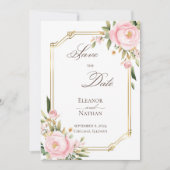 Roze Rozen Elegante Lente Zomer Save the Date Kaart (Voorkant)