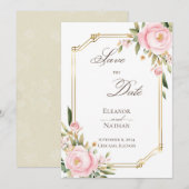 Roze Rozen Elegante Lente Zomer Save the Date Kaart (Voorkant / Achterkant)