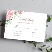 Roze rozen elegante maaltijd kiezen bruiloft RSVP kaartje