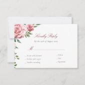 Roze rozen elegante maaltijden kiezen bruiloft RSV RSVP Kaartje (Voorkant)