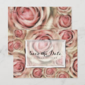 Roze rozen elegante save-the-date uitnodigingen (Voorkant / Achterkant)