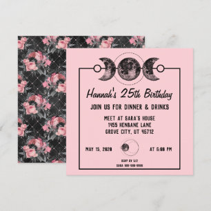 Roze Rozen Elegante Verjaardag Uitnodigingen Celes