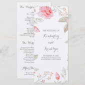 Roze Rozen Elegante Waterverf Trouwprogramma's Programmakaart (Voorkant / Achterkant)