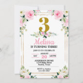 Roze Rozen Elke Leeftijd Verjaardagsfeest Kaart (Voorkant)