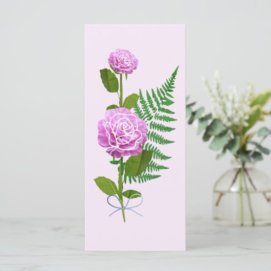 Roze rozen en A Fern (Staand voorkant)