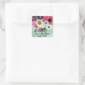 ROZE ROZEN EN ANEMONE BLOEMEN Sla de datum op Vierkante Sticker (Tas)