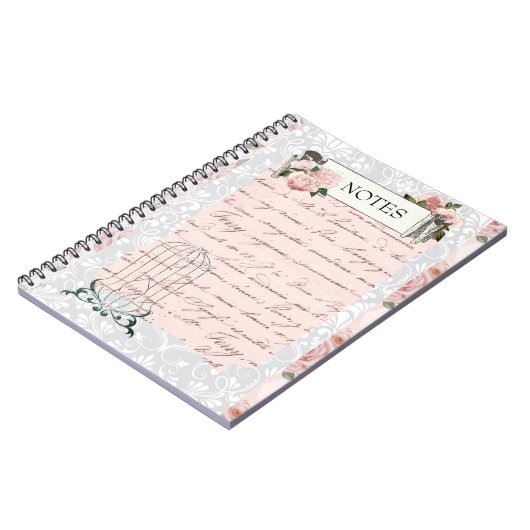 Roze Rozen en Antiek geschriften Notitieboek (Linkerzijde)