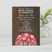 Roze rozen en Barnwood Rustic Vrijgezellenfeest In Kaart (Staand voorkant)