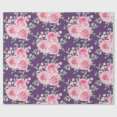 Roze Rozen en Bladeren Inpakpapier (Vlak)