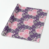 Roze Rozen en Bladeren Inpakpapier (Uitgerold)