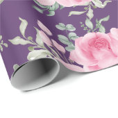 Roze Rozen en Bladeren Inpakpapier (Rol Hoek)