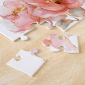 Roze rozen en bladeren legpuzzel (Zijkant)