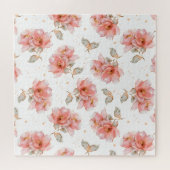 Roze rozen en bladeren legpuzzel (Horizontaal)