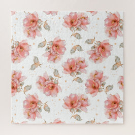 Roze rozen en bladeren legpuzzel