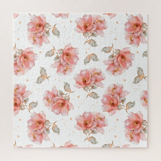 Roze rozen en bladeren legpuzzel (Verticaal)