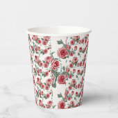 Roze rozen en bladeren patroon papieren bekers (Links)