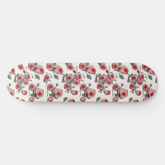 Roze rozen en bladeren patroon persoonlijk skateboard (Horizontaal)