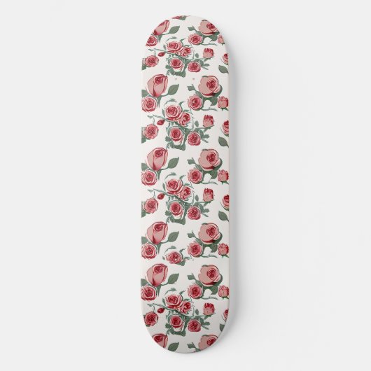 Roze rozen en bladeren patroon persoonlijk skateboard (Voorkant)