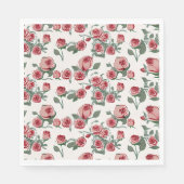 Roze rozen en bladeren patroon servet (Voorkant)