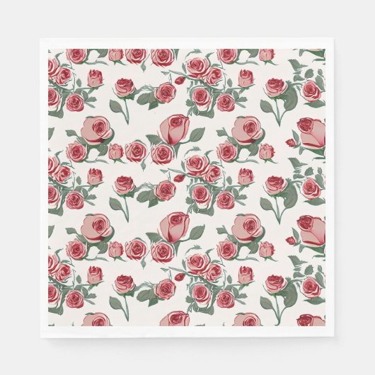 Roze rozen en bladeren patroon servet (Voorkant)