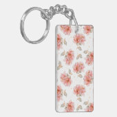 Roze rozen en bladeren sleutelhanger (Voorkant Links)