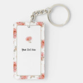 Roze rozen en bladeren sleutelhanger (achterkant)