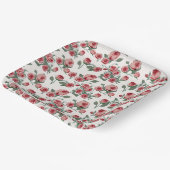 Roze rozen en bladerenpatroon papieren bordje (Gebogen)