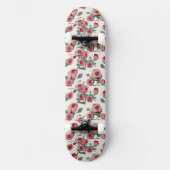 Roze rozen en bladerenpatroon persoonlijk skateboard (Voorkant)