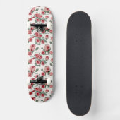 Roze rozen en bladerenpatroon persoonlijk skateboard (Voorkant)