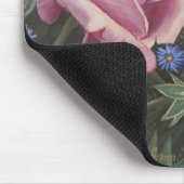 Roze rozen en blauwe bloemen Mousepad Muismat (Hoek)