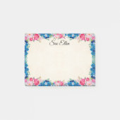  roze rozen en blauwe bloemen op maat post-it® notes (Voorkant)