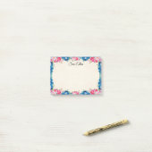  roze rozen en blauwe bloemen op maat post-it® notes (Op bureau)