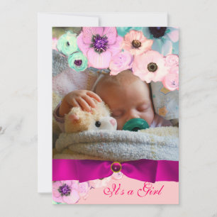 ROZE ROZEN EN BLAUWE LINT FOTO SJABLOON MONOGRAM KAART