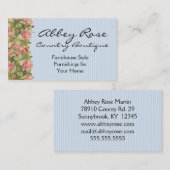 Roze rozen en blauwe Stripes voor algemene doelein Visitekaartje (Voorkant / Achterkant)