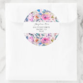 Roze rozen en bloemen met roze strepen ronde sticker (Tas)
