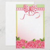 Roze rozen en Briefpapier boog (Voorkant / Achterkant)