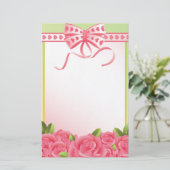 Roze rozen en Briefpapier boog (Staand voorkant)