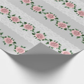 Roze rozen en bruiloft kant cadeaupapier (Hoek)