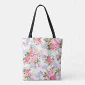 Roze rozen en buisjes tote bag (Achterkant)