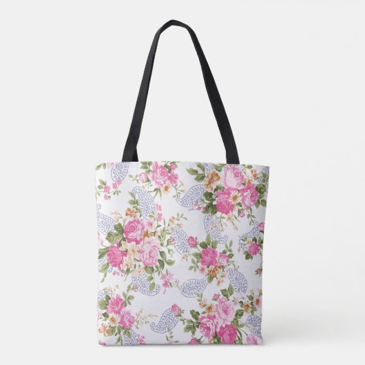 Roze rozen en buisjes tote bag (Achterkant)