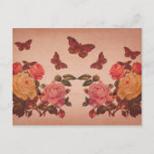 roze rozen en butavlies collage briefkaart (Voorkant)